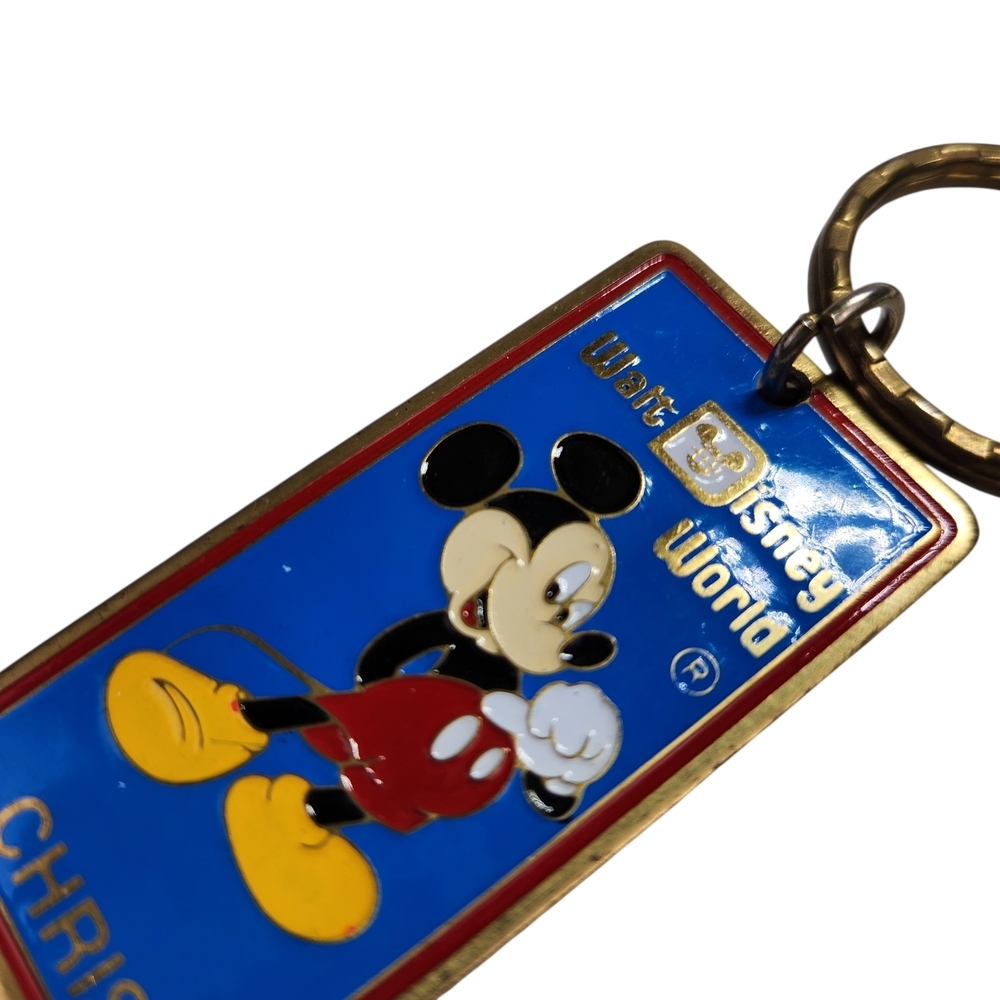 Vintage Walt Disney World Mickey Mouse Keychain - Name "CHRIS" - Blue Enamel 80s - Picture 2 of 6